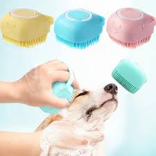 Soft Silicone Grooming & Shampoo Massage Brush for Dogs and Cats